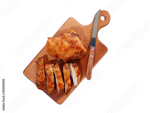 Chicken breast cut into pieces, transparent background