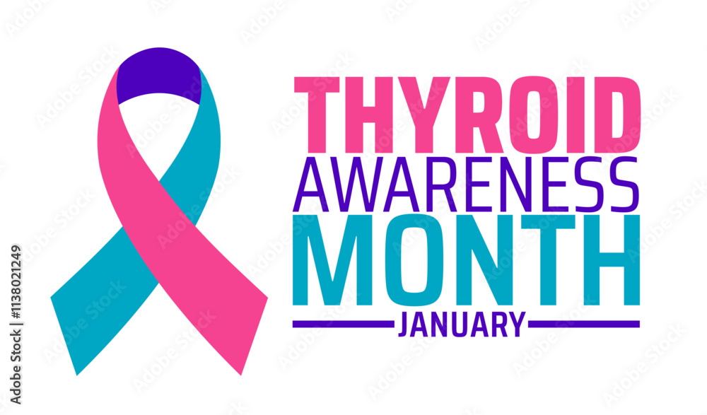 Thyroid Awareness Month background, banner or poster design template. observed every year in January. Holiday concept. Use to any Template, card, poster, placard, template. Thyroid Awareness Month background, banner or poster design template. observed every year in January. Holiday concept. Use to any Template, card, poster, placard, template.
