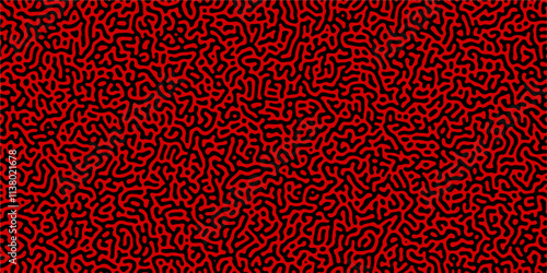Turing Abstract Pattern, suitable for any business. black and red color diffusion reaction seamless pattern.An abstract Reaction-diffusion or Turing pattern formation, coral reef, natural texture,	