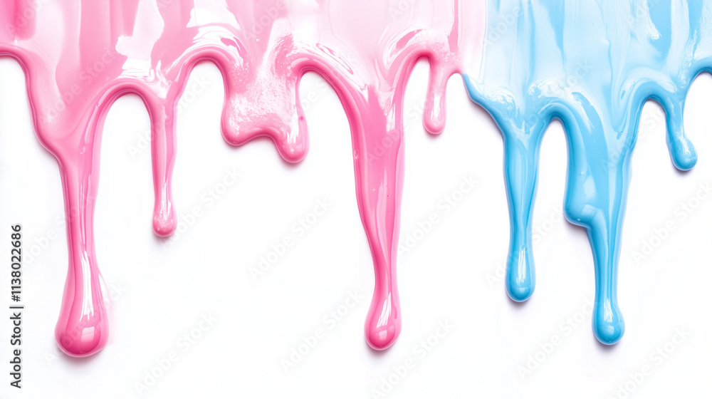 Ice cream or paint pink blue drip streak isolated on white background Ice cream or paint pink blue drip streak isolated on white background