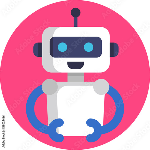 The robot icon features a sleek, metallic body with intricate mechanical joints and glowing LED eyes.