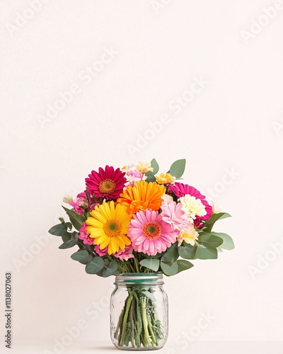 Wallpaper Mural colorful flower bouquet in jar Torontodigital.ca