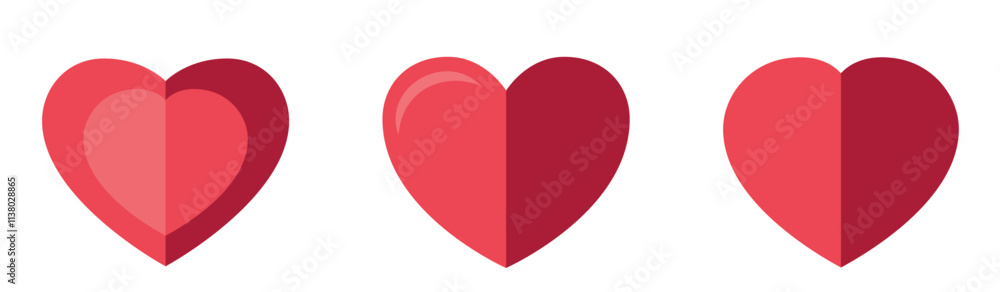 three red hearts. love and romantic symbols. isolated vector elements for valentines day design three red hearts. love and romantic symbols. isolated vector elements for valentines day design