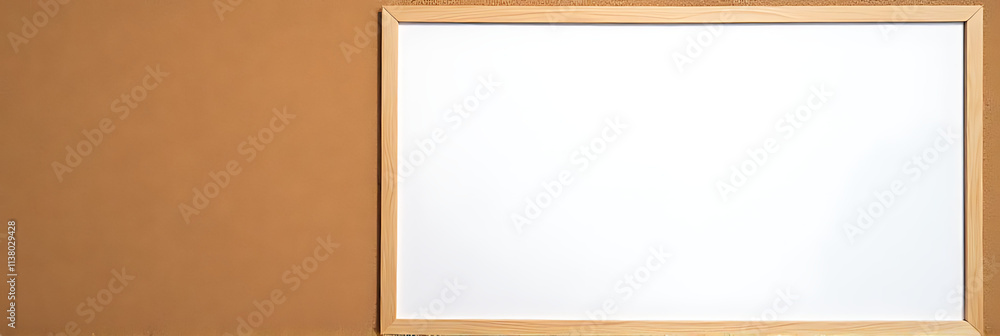 Fototapeta premium The cork board has a brown finish on it with a contrasting white background for writing notes._00002_