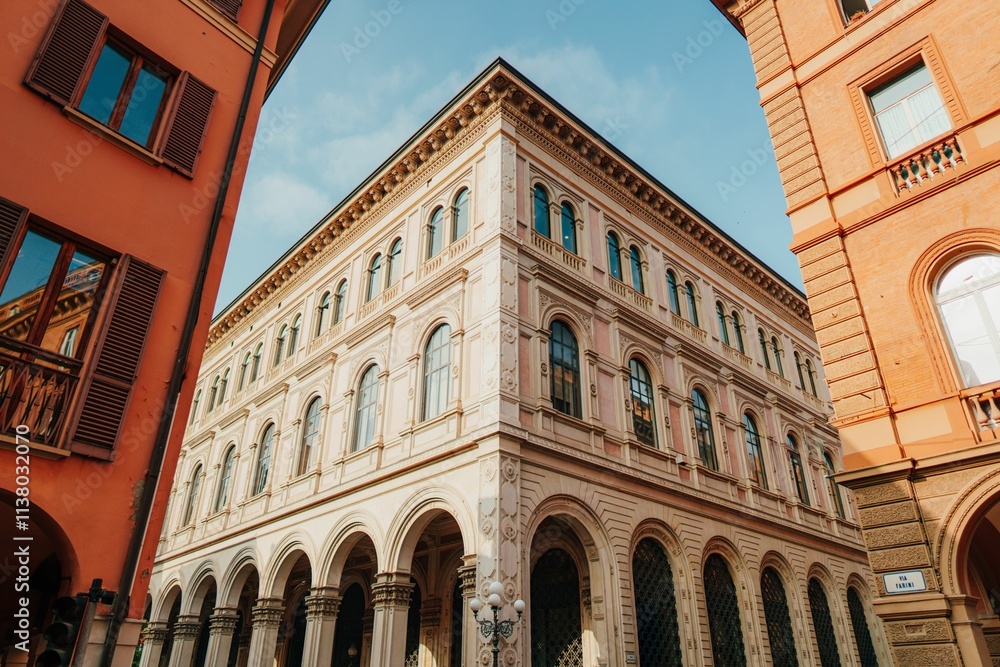 Fototapeta premium Historic building in Bologna with vivid colors.