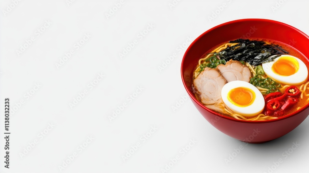Delicious Ramen Soup Bowl with Eggs and Toppings Japanese Cuisine Food Photography Minimalist Background Close-up Culinary Art Delicious Ramen Soup Bowl with Eggs and Toppings Japanese Cuisine Food Photography Minimalist Background Close-up Culinary Art