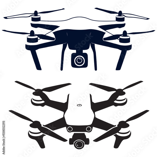 Quadcopter Drone Silhouette with Transparent Background