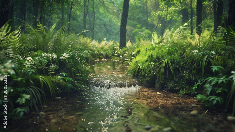 Obraz premium water flowing through the forest