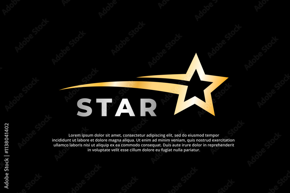 golden falling shooting star template background banner with word star golden falling shooting star template background banner with word star