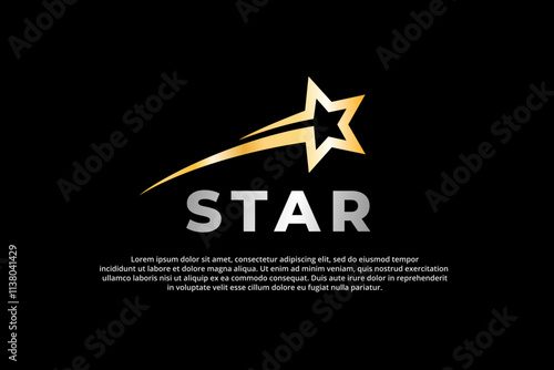 golden falling shooting star template background banner with word star