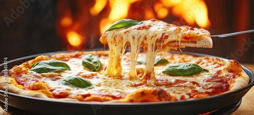 Delicious Cheese Pizza Slice with Basil