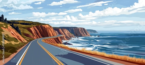 Coastal Highway Adventure: A scenic drive along dramatic cliffs and the ocean