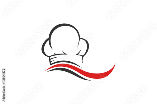 restaurant catering bakery chef hat logo with wave abstract template minimalist modern  logo