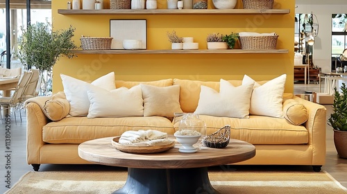 Mustard Yellow Sofa in a Modern Living Room photo