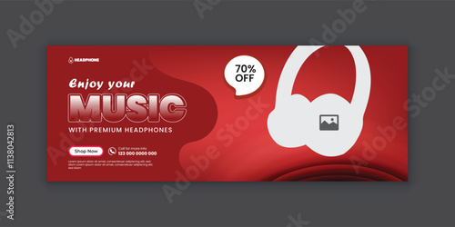 Modern Creative headphone Facebook cover design template or headphone sale social media cover  banner template