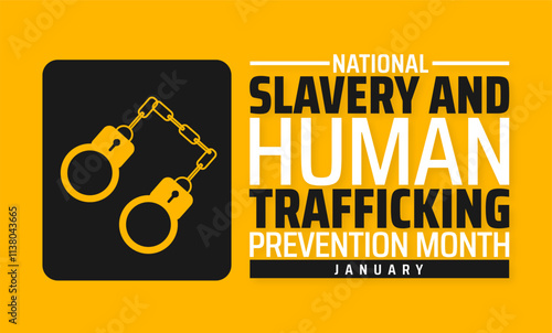 National Slavery and Human Trafficking Prevention Month background, banner or poster design template. observed every year in January. Holiday concept. Use to any Template, card, poster, placard.