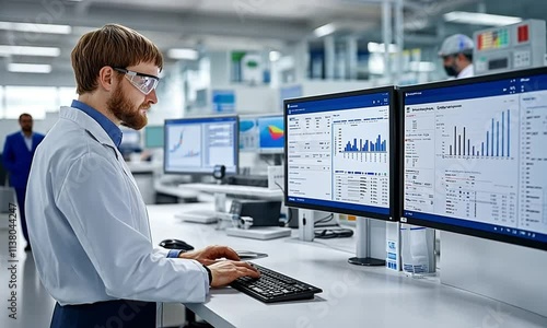 Wallpaper Mural Industrial Engineer Working on a Computer in a Modern Factory Control Room Analyzing Data Torontodigital.ca