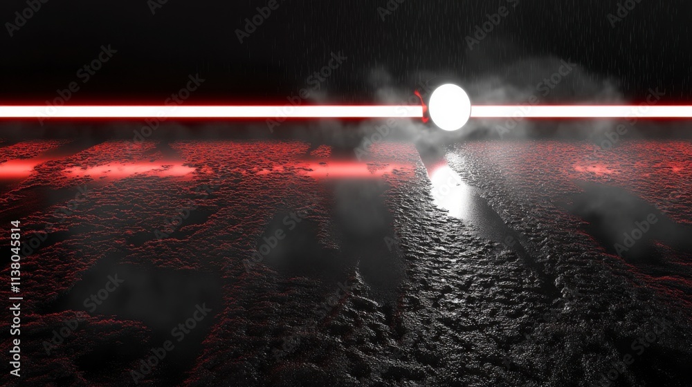 Fototapeta premium Crimson Digital Landscape: A Futuristic Abstract Artpiece