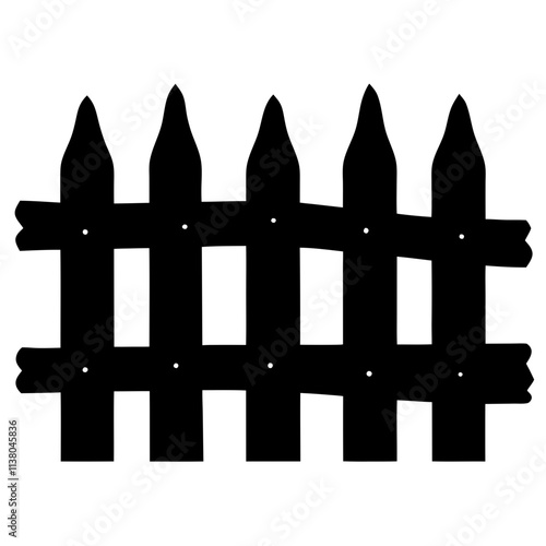 Old rustic fence vector icon, Fence art design silhouette, Fence vector illustration, Wooden fence vector art design black & white isolated