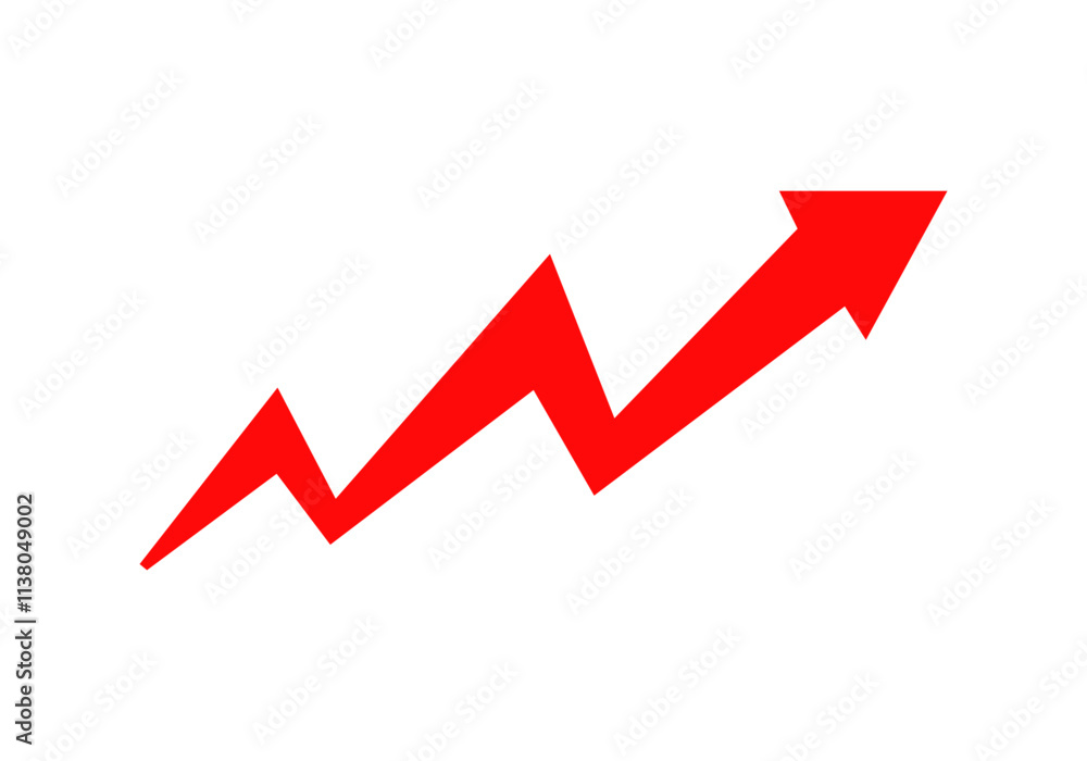 A bold red arrow moving upwards, symbolizing growth, progress, or an increase in trends. A bold red arrow moving upwards, symbolizing growth, progress, or an increase in trends.