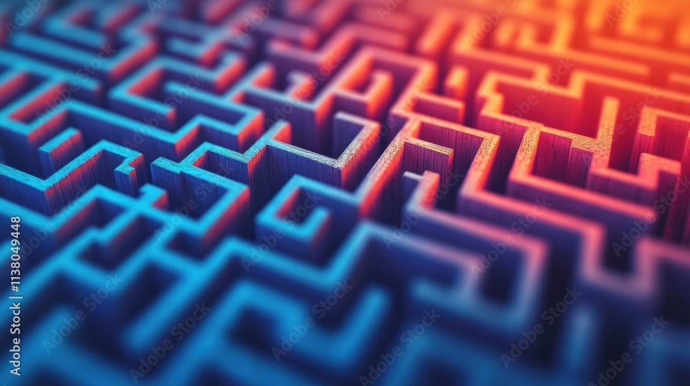 A close-up view of a colorful maze with intricate pathways and vibrant lighting, showcasing complexity and depth. A close-up view of a colorful maze with intricate pathways and vibrant lighting, showcasing complexity and depth.