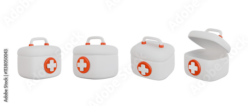 Vector 3d first aid kits in the form of a cross on a white background,