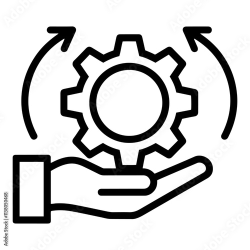 Vector human hand holding a gear,setting or install update icon.