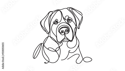 Continuous one single minimal line drawing puppy