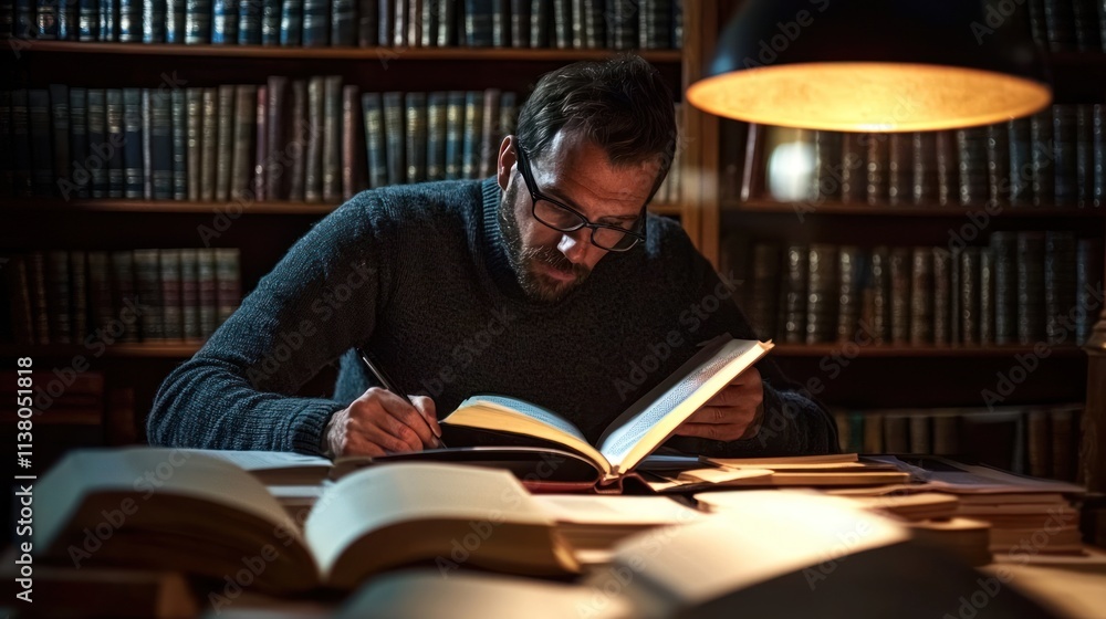 An editor checking the footnotes in a manuscript to ensure accuracy and clarity 0 An editor checking the footnotes in a manuscript to ensure accuracy and clarity 0