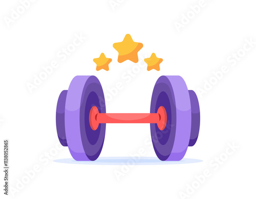 illustration of a dumbbell and stars. gym or fitness concept. sports equipment. flat style design. elements