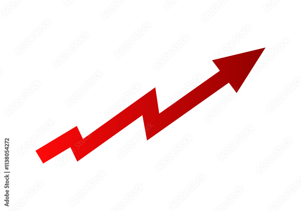 Bold red arrow with a zigzag design, symbolizing growth, progress, or rising trends. Bold red arrow with a zigzag design, symbolizing growth, progress, or rising trends.