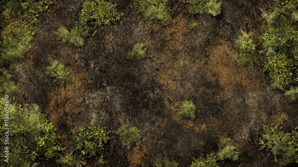 Textured background of dry moss with patches of green foliage showcasing natural earthy tones and organic patterns for design projects. Textured background of dry moss with patches of green foliage showcasing natural earthy tones and organic patterns for design projects.