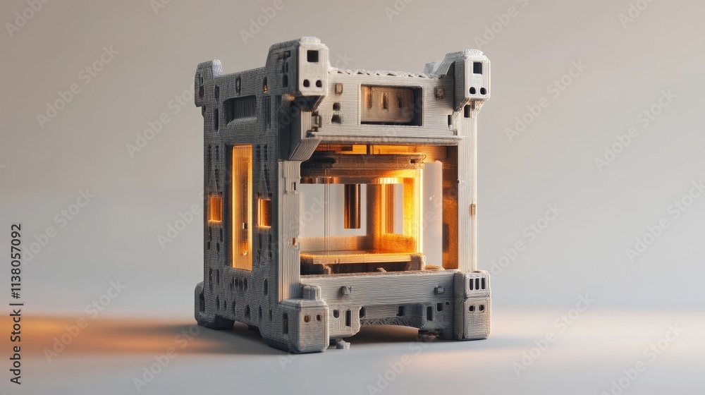 Fototapeta premium 3D printer producing intricate designs showcasing advanced technology and innovation in creative manufacturing processes