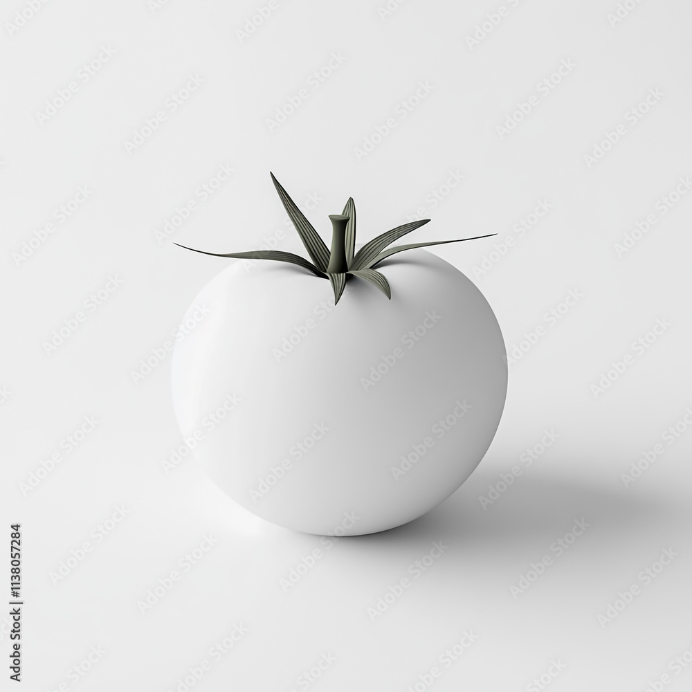 3D Monochromatic White Tomato Model on White Background 3D Monochromatic White Tomato Model on White Background