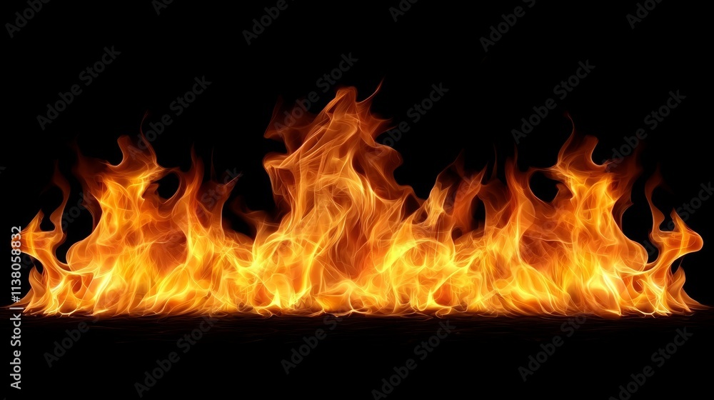 A three-dimensional depiction of flames and glowing embers, with fire particles illuminated against a black backdrop. A three-dimensional depiction of flames and glowing embers, with fire particles illuminated against a black backdrop.