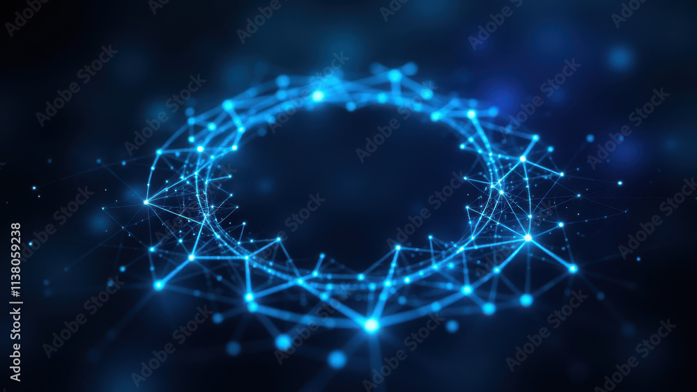 Fototapeta premium An abstract digital illustration featuring a network of interconnected dots representing cloud computing or distributed systems.