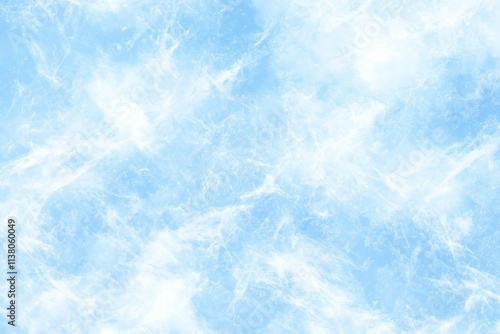 A contemporary watercolor illustration of an abstract winter scene, featuring a sky pattern with snow on a light blue textured background.