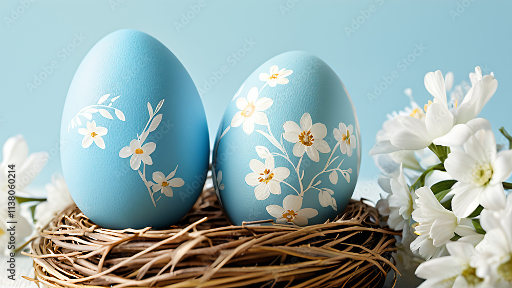 Fototapeta premium easter eggs in a nest