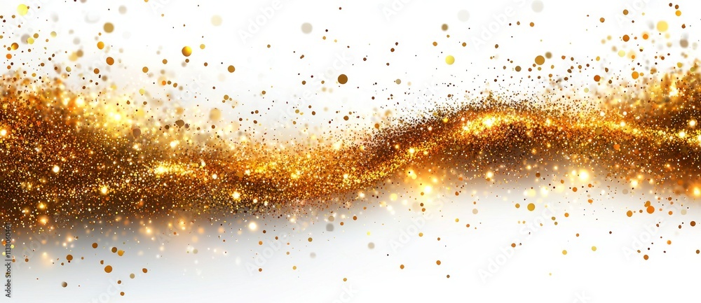 A golden glitter swoosh, a shiny stroke forming a luxurious party element. A golden glitter swoosh, a shiny stroke forming a luxurious party element.