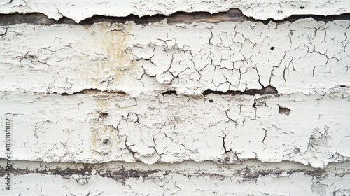 Aged White Wall Texture Featuring Cracked Paint and Distressed Surface Ideal for Background or Artistic Design Use photo