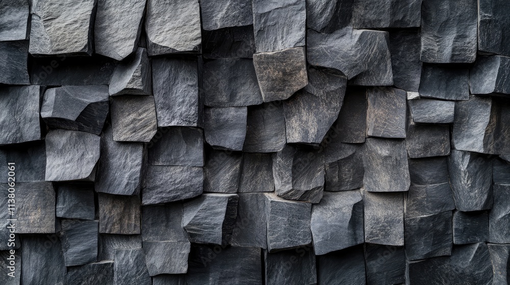 Textured pattern of rough slate tiles arranged in a visually striking and dynamic formation suitable for backgrounds and design projects Textured pattern of rough slate tiles arranged in a visually striking and dynamic formation suitable for backgrounds and design projects