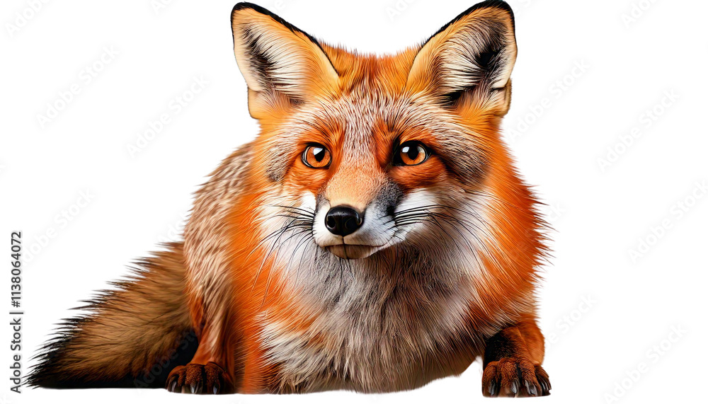 Closeup Of Fox Beautiful Animal on White Background Closeup Of Fox Beautiful Animal on White Background