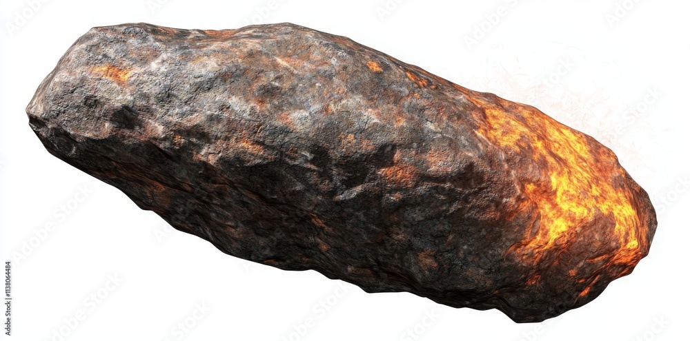 A meteor on a white background - Stock image. A meteor on a white background - Stock image.