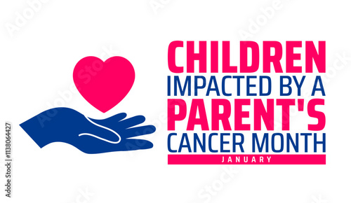 Children Impacted by a Parent's Cancer Month background, banner or poster design template. observed every year in January. Holiday concept. Use to any Template, card, poster, placard, template.