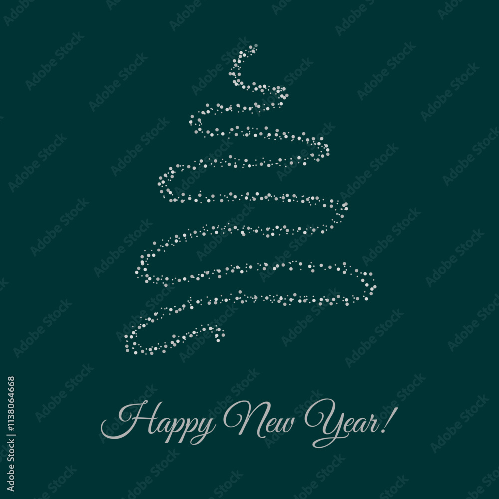 New Year illustration. Postcard depicting Christmas balls and a Christmas tree with a New Year's inscription New Year illustration. Postcard depicting Christmas balls and a Christmas tree with a New Year's inscription