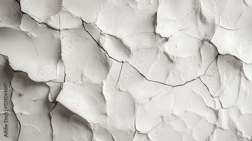 Cracked wall background texture featuring peeling paint and plaster for use in design and architectural projects. photo