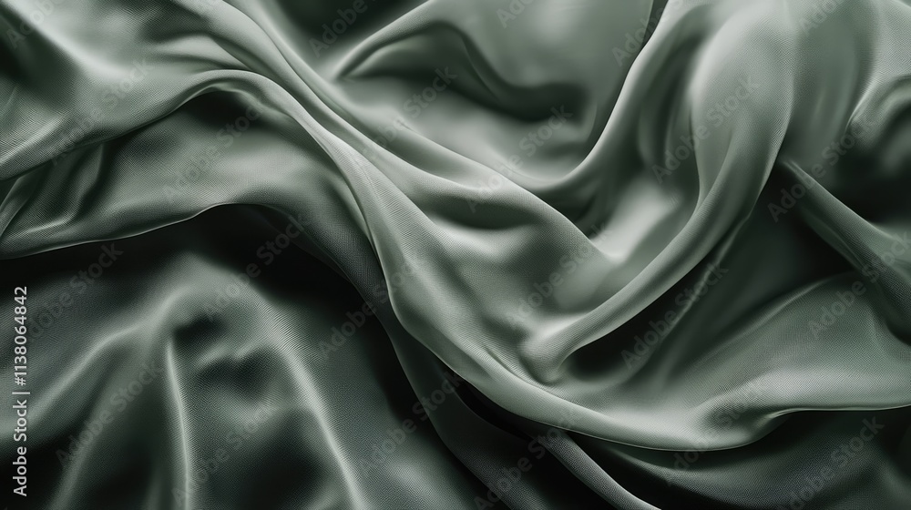 Fototapeta premium Luxurious green chiffon fabric texture with soft drape and elegant sheen ideal for fashion and design projects showcasing opulence.
