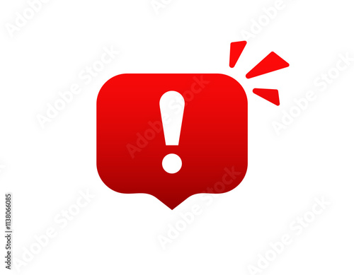 Bright red icon featuring an exclamation mark, symbolizing alert or warning.