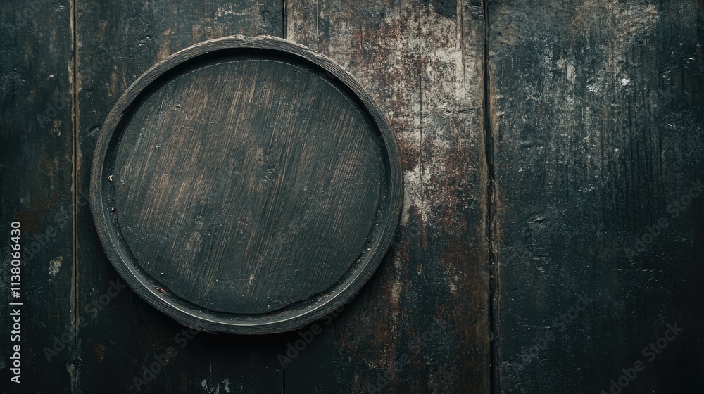 Aged wooden plate texture on dark background with rustic details and low key lighting for vintage inspired design elements. Aged wooden plate texture on dark background with rustic details and low key lighting for vintage inspired design elements.