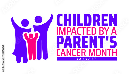 Children Impacted by a Parent's Cancer Month background, banner or poster design template. observed every year in January. Holiday concept. Use to any Template, card, poster, placard, template.